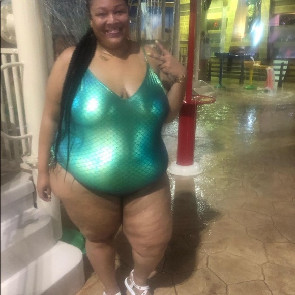 Curvy Beach Other - Metallic Green Mermaid skin swimsuit
